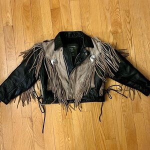 Kids Genuine Leather Fringe Jacket | Western Biker Style | Screamin’ Eagle | XL